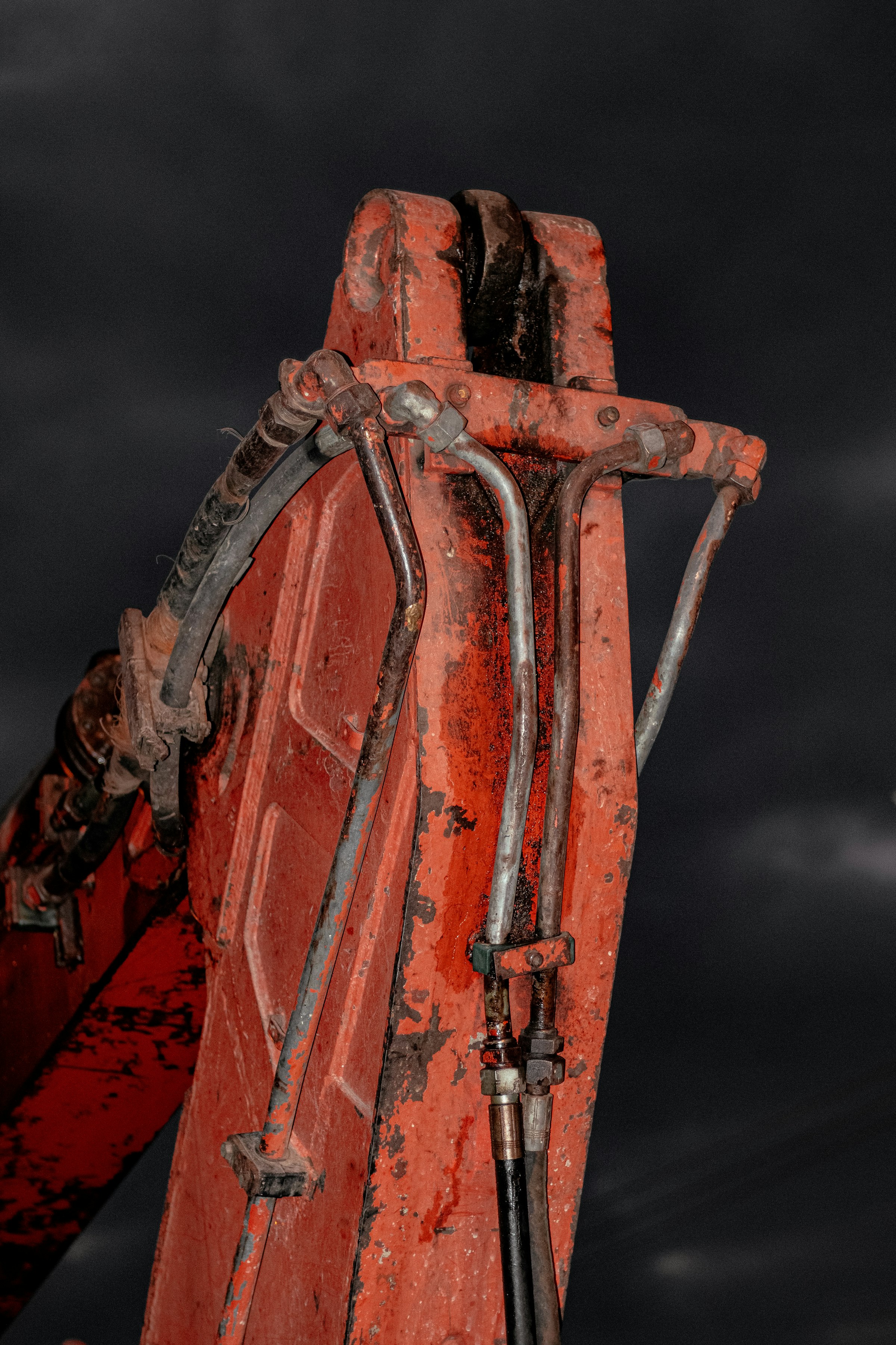 Excavator hydraulic arm detail